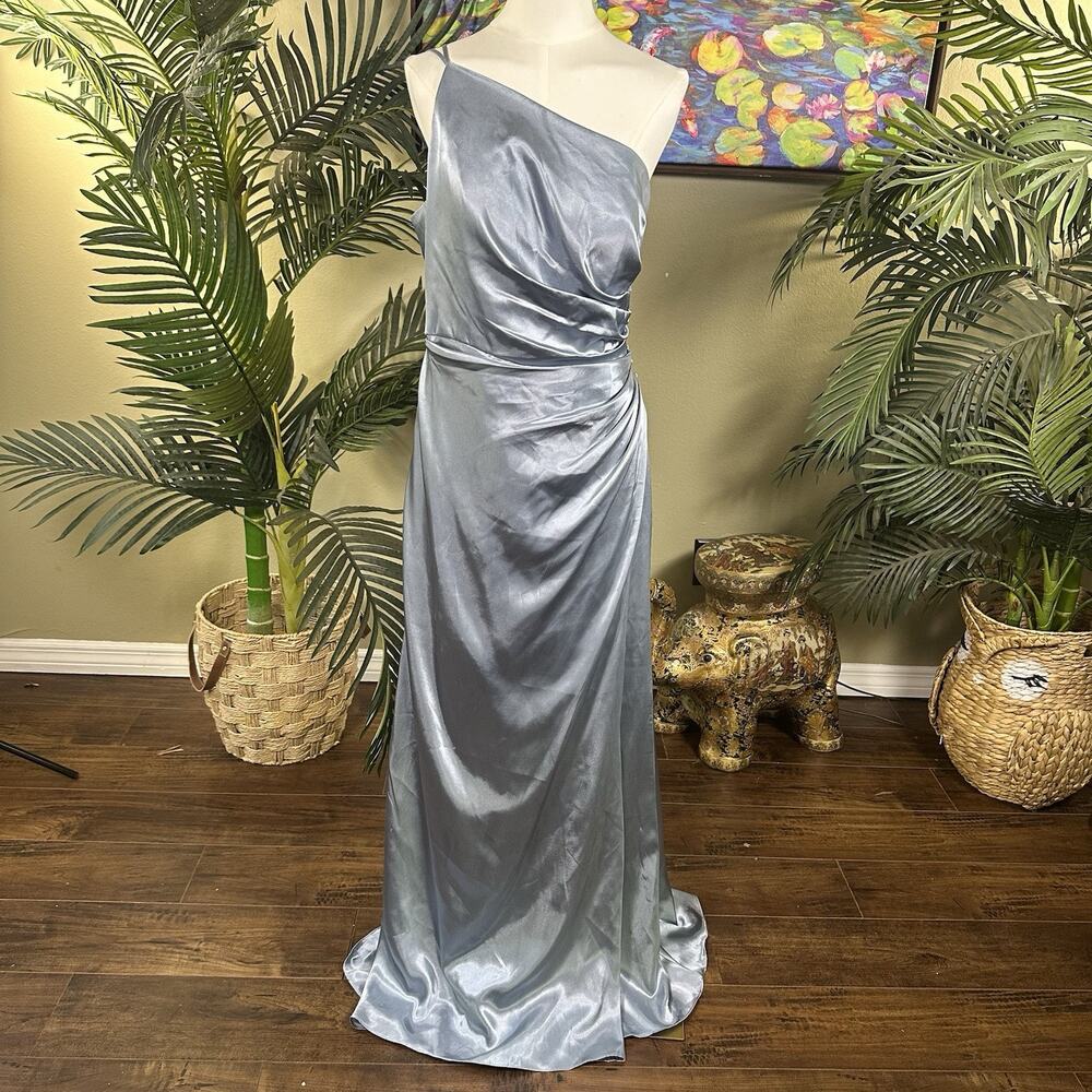 Galina Signature Women 12 Prom Blue Satin Lined Bridesmaid dress Gown